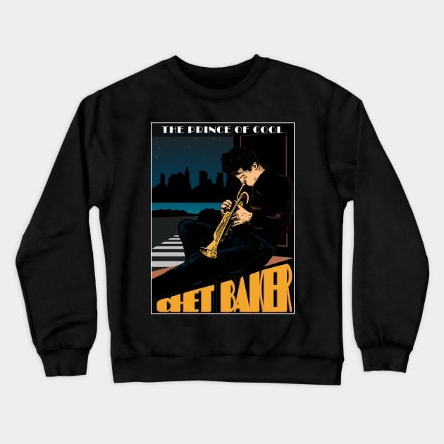 Chet Baker Poster Art Crewneck Sweatshirt by Seiglan